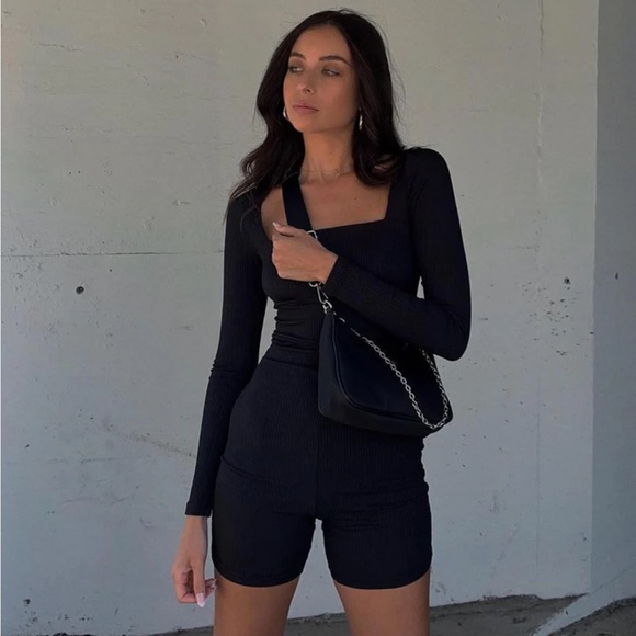 Princess Polly Sara Romper Long Sleeve Black Size 2 - Picture 2 of 7